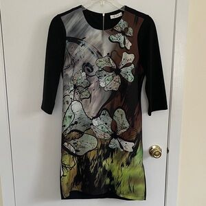 Elegant Black and Multicolor Floral Dress